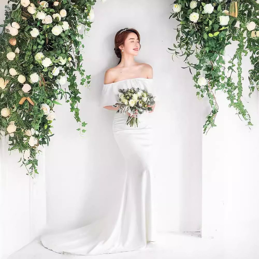 ウェディングドレス結婚式サテン花嫁 楽天市場】ウエディングドレス サテン ウェディングドレス