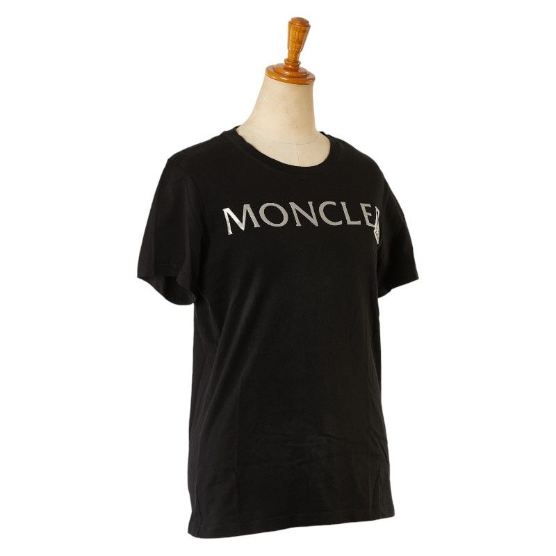 モンクレール ロゴミニワッペン 半袖Ｔシャツ サイズ XS ブラック シルバー コットン レディース MONCLER 228-75329