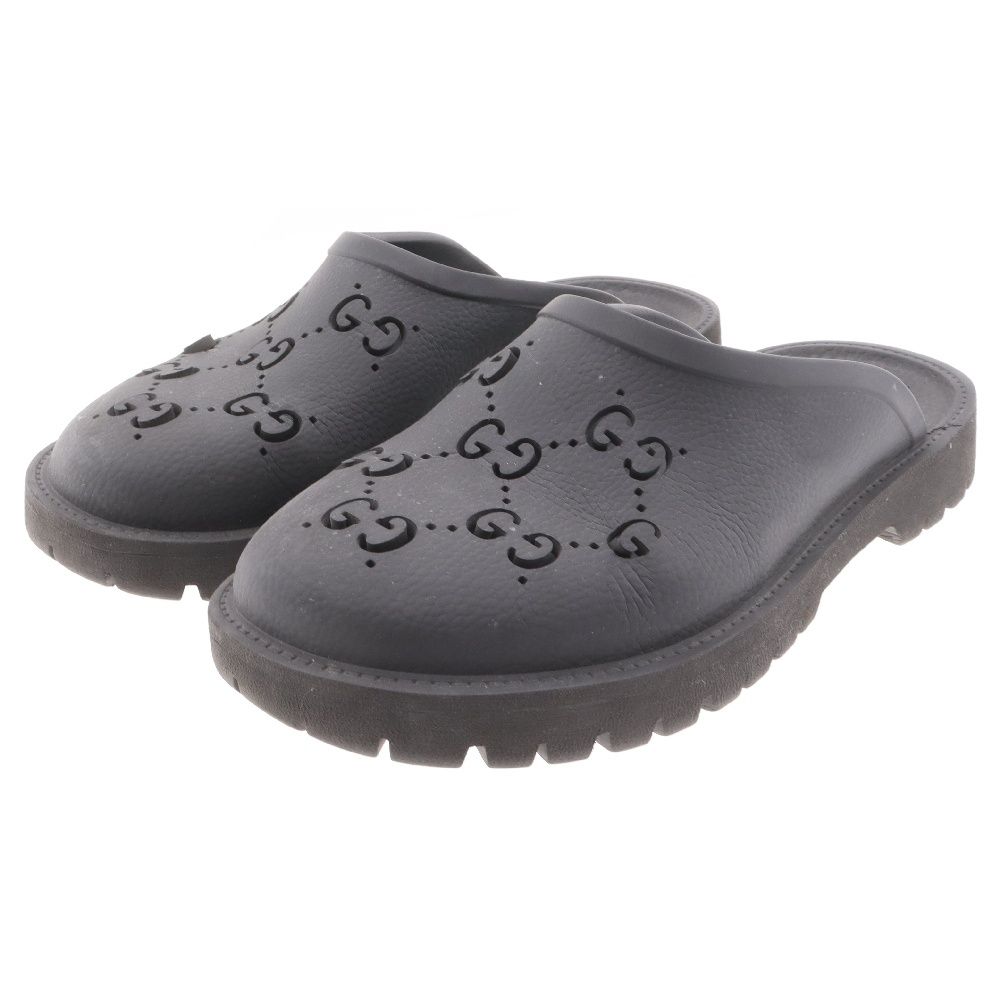 GUCCI (グッチ) GGラバー スリッポン サンダル ブラック 655517