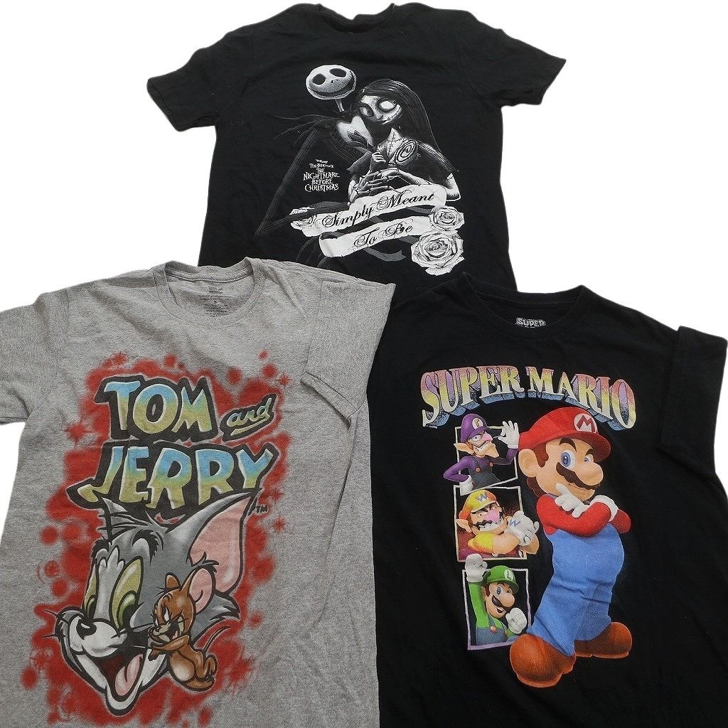 古着卸 キャラクター 半袖Tシャツ 15枚セット メンズ XS S ドラゴンボール 鬼滅の刃 ナルト トムとジェリー 古着 NC3882