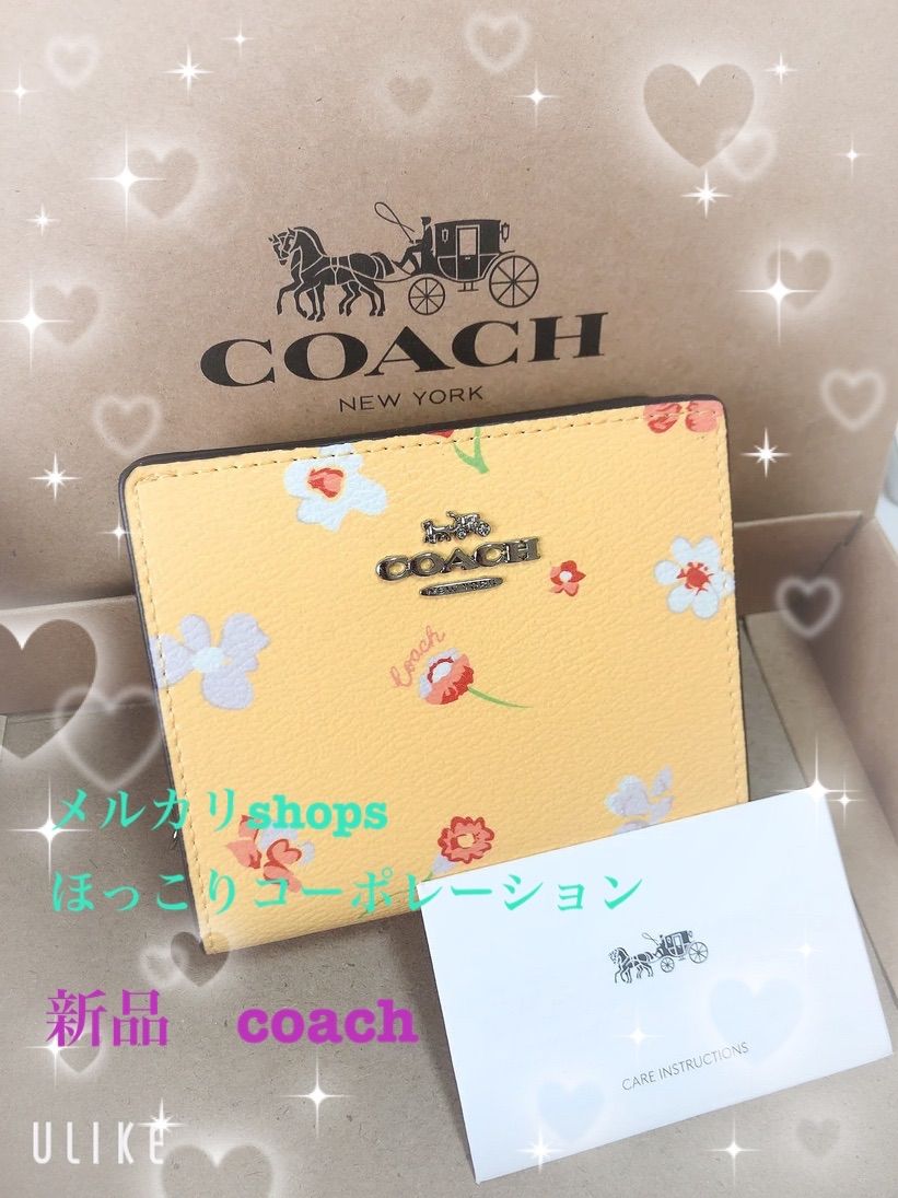 COACH（コーチ）折りたたみ財布 イエロー 花柄 フローラル C8703