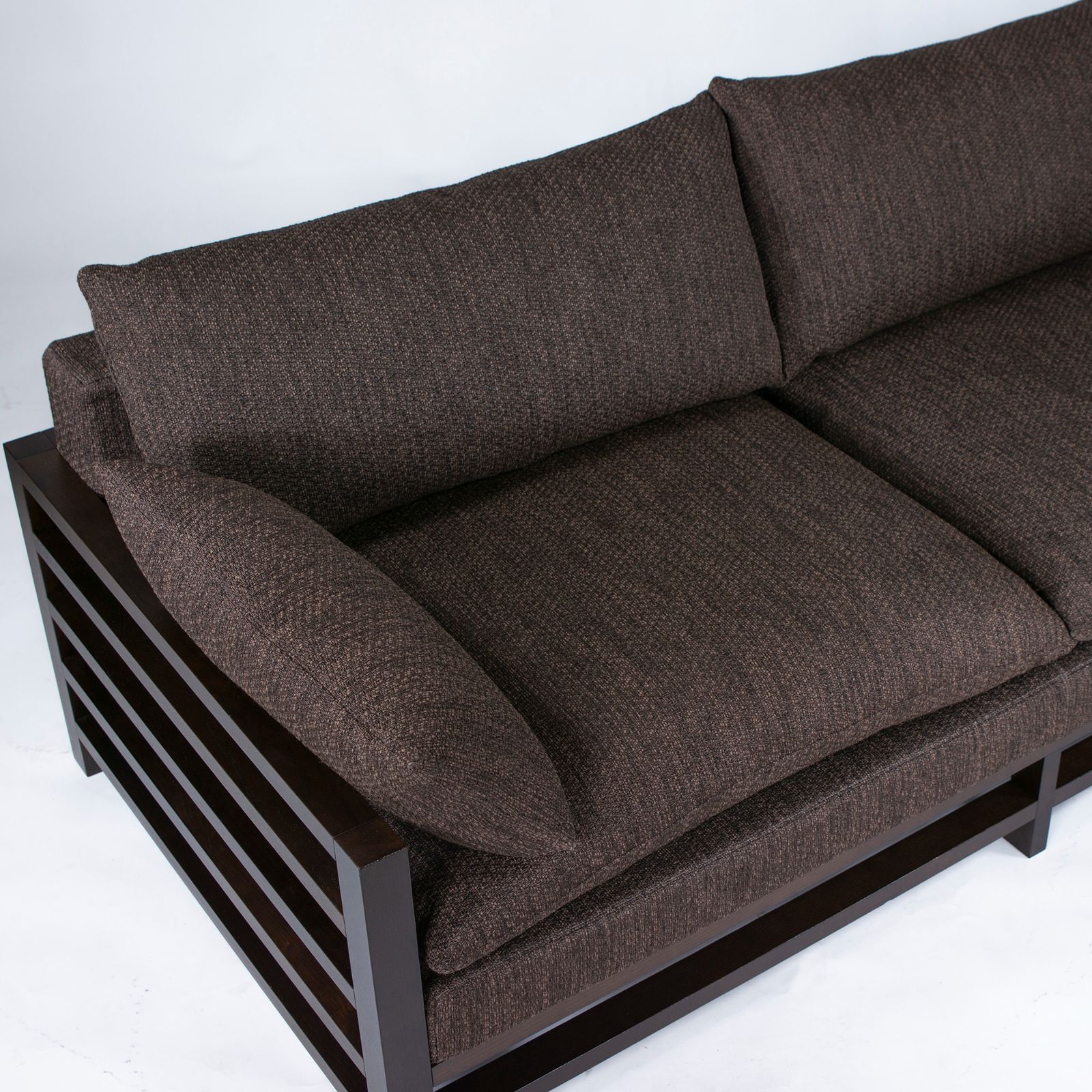 Ritzwell グレーの3P掛けソファ グレーのファブリック3人掛けソファ