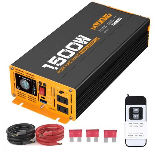 MWXNEインバーター正弦波12v100v1500w最大3000WDC12V直流をAC100V交流に変換PD30WQC3.0急速充電50|60Hz切替 ワイヤレスリモコン付き地震|停電|車中泊|キャンプ|船|RVキャンピングカー