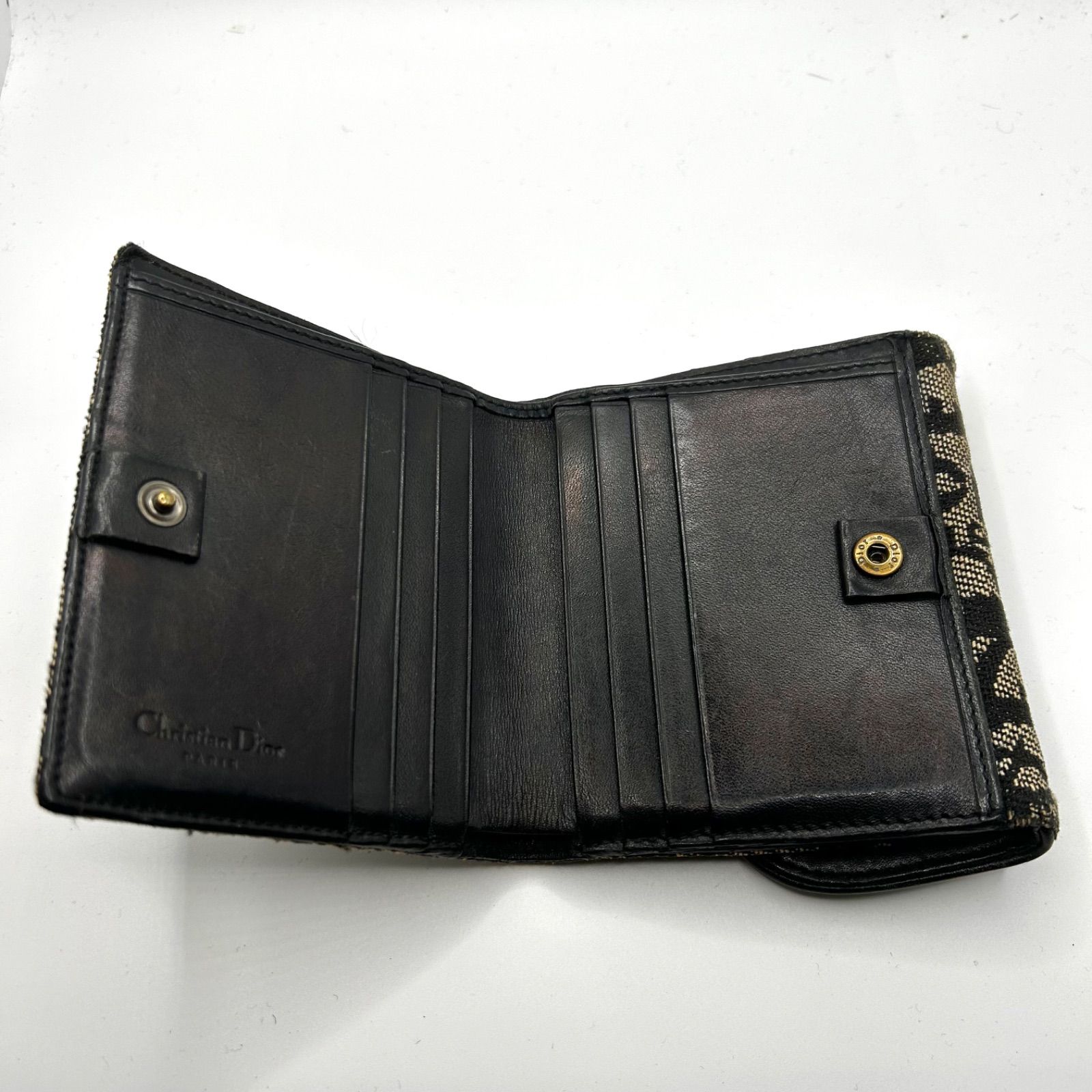 dior ディオール トロッター柄 折り財布 D金具 サドル 二つ折り 刻印