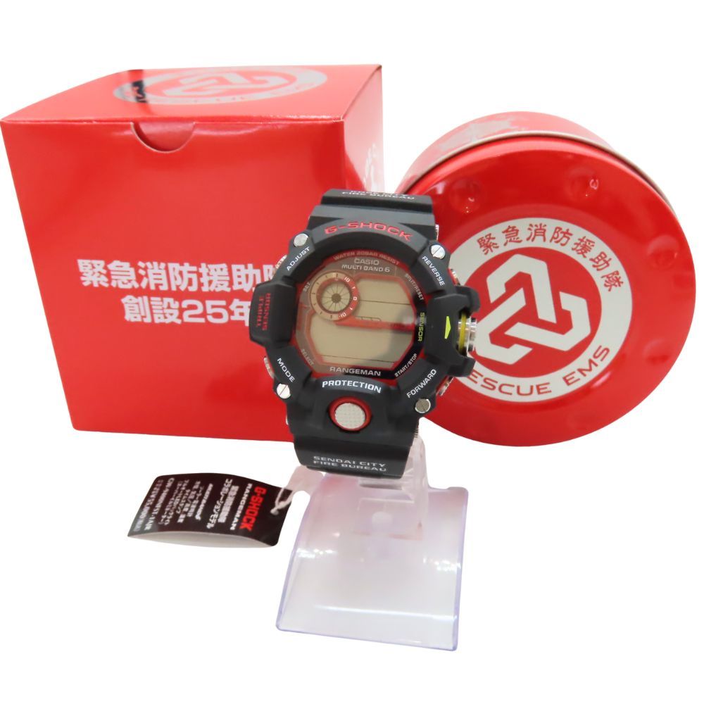 CASIO カシオ G-SHOCK Gショック RANGEMAN レンジマン タフソーラー 電波時計 メンズウォッチ 緊急消防援助隊コラボ GW-9400NFST-1AJR メンズ ユニセックス A2502154 無料ギフトラッピング承ります