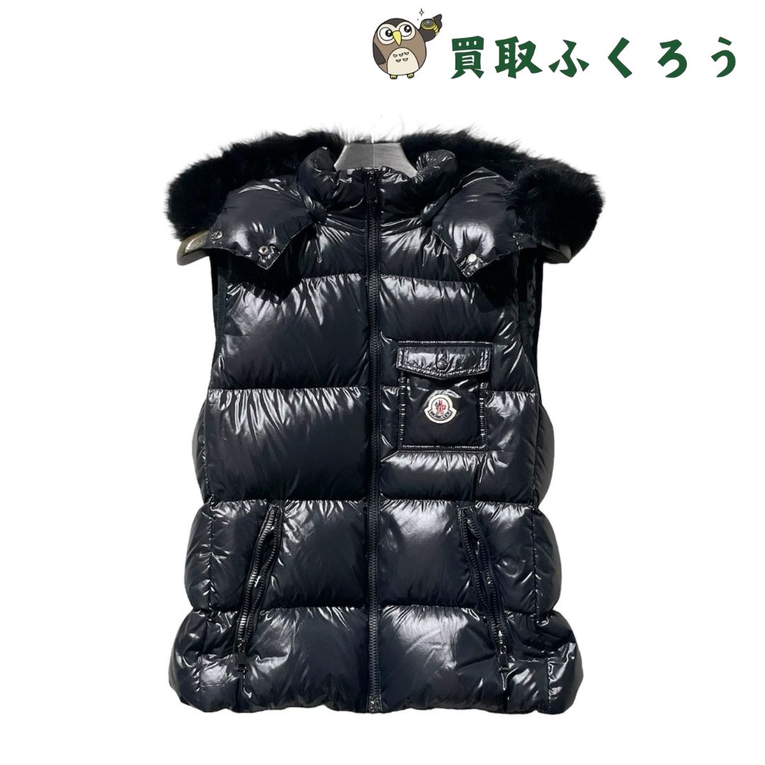 モンクレール★BALABIO★ダウンファーベスト★ブラック★1 モンクレール MONCLER BALABIO GILET ファー ダウンベスト