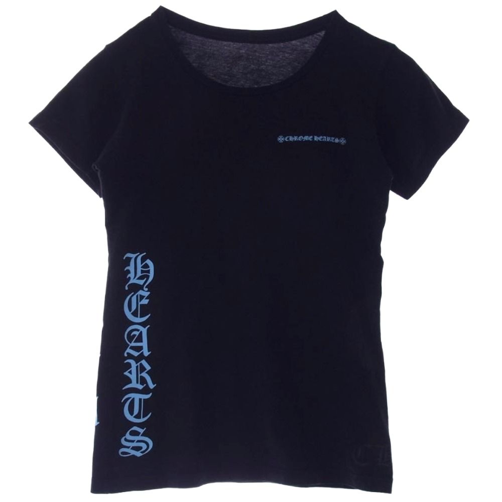 CHROME HEARTS クロムハーツ 原本無 サイドロゴプリント クルーネック Tシャツ 半袖カットソー ブラック系 S