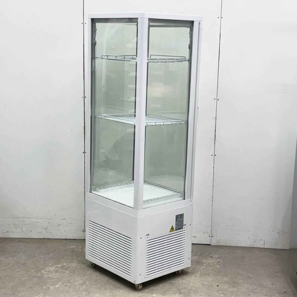 レマコム 4面ガラス冷蔵ショーケース R4G-218SLW 片面扉 218L W520×D485×H1618mm 業務用 厨房