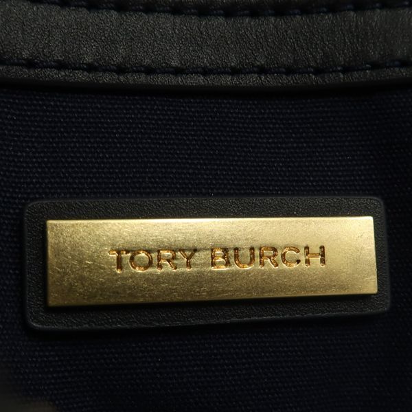 TORY BURCH タオル地 トートバッグ ネイビー 紺 コットン 美品
