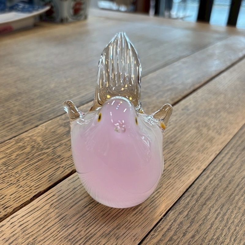 MultiGlass マルティグラス ガラス 鳥 ピンク白 置物 トリ