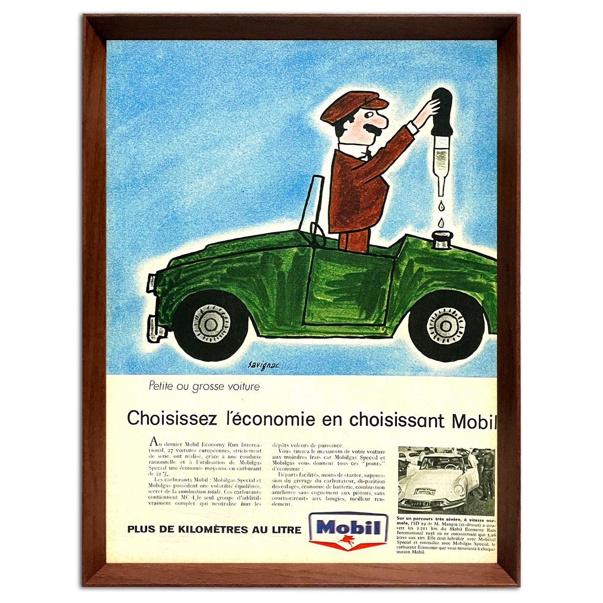 SAVIGNAC サビニャック　Mobil 1 イラスト広告 1950年代 4枚 SAVIGNAC サビニャック Mobil 1 イラスト広告 1950年代 4枚