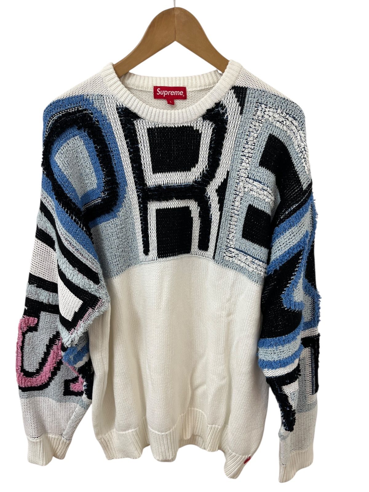 Supreme シュプリーム ニット セーター ロゴ ホワイト メンズ サイズL