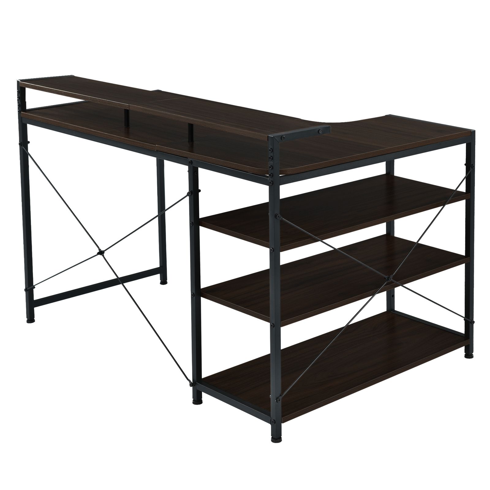 l字デスク パソコンデスク 机 PCデスク 木製 幅120cm 3段ラック付