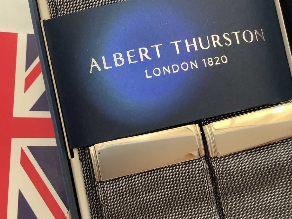 サスペンダー英国製アルバートサーストン上級グレイモアレにグレイブレイド B 168