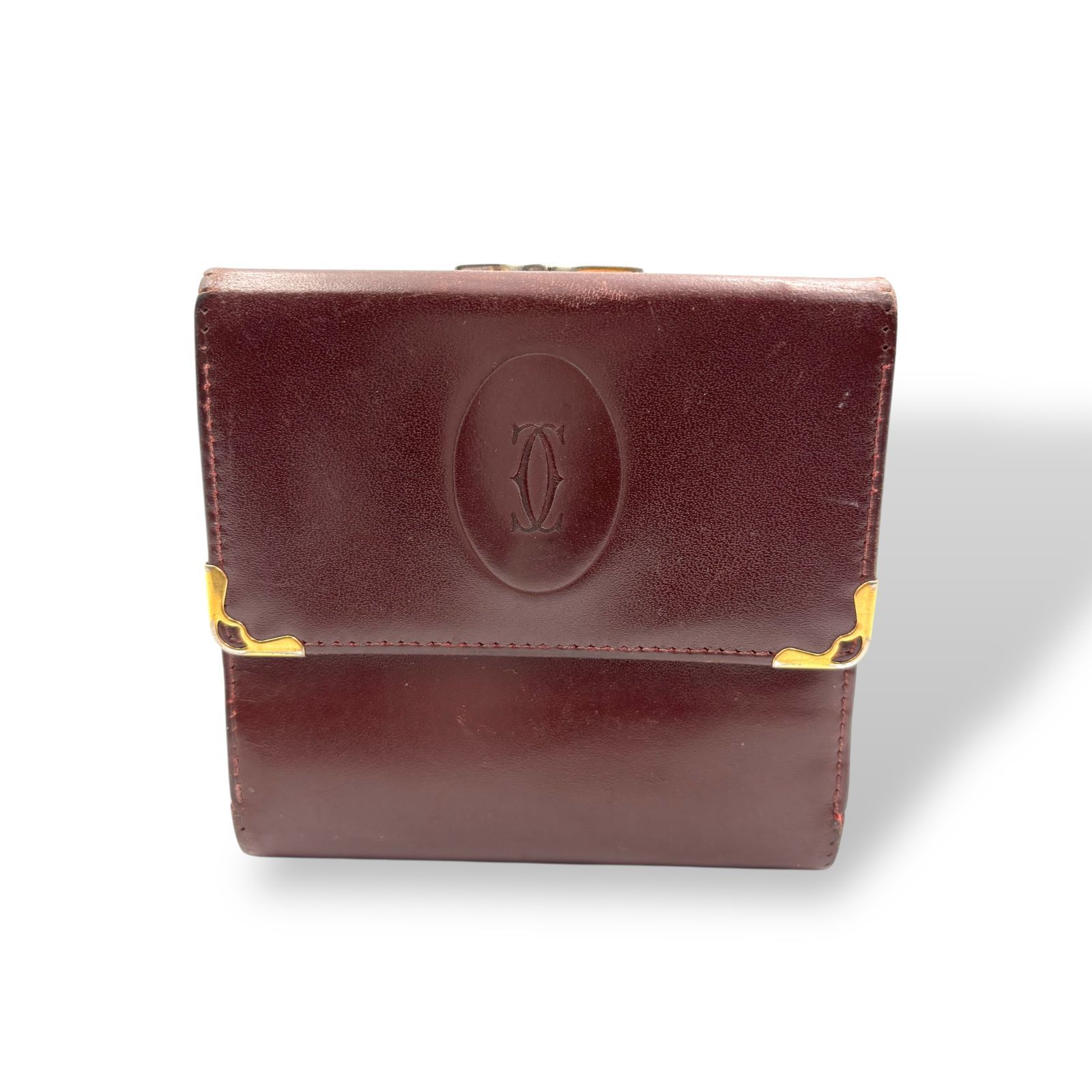 Cartier カルティエ 3つ折り財布 レザー ボルドー 251225557 I161  