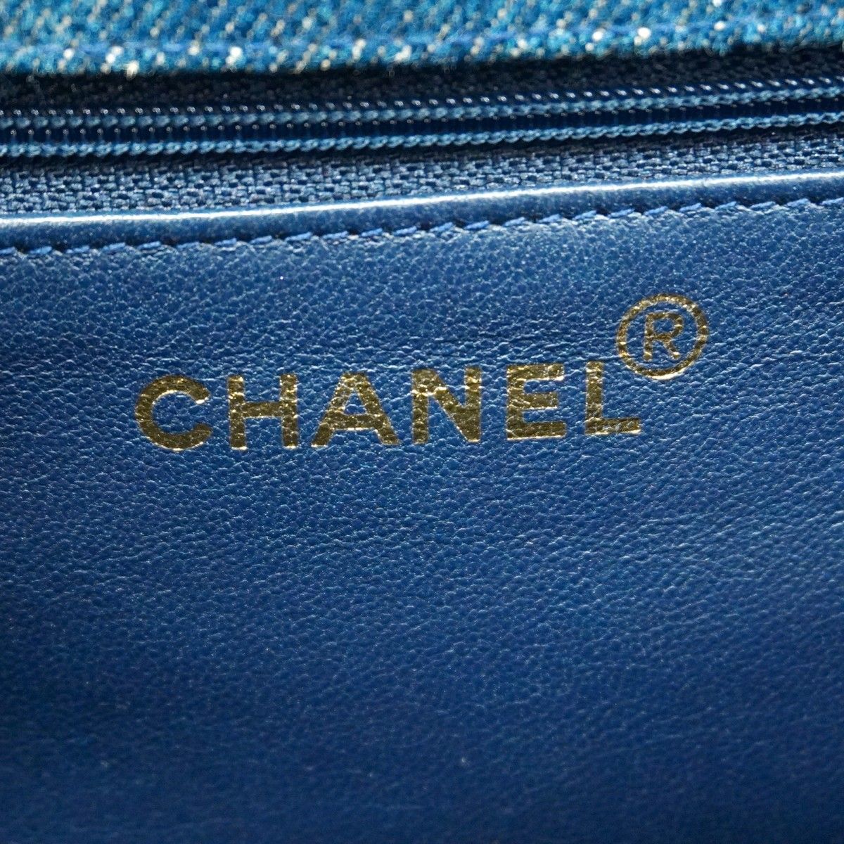 5cd4412】シャネル ハンドバッグ デニム ブルー ブラウン ゴールド金具  