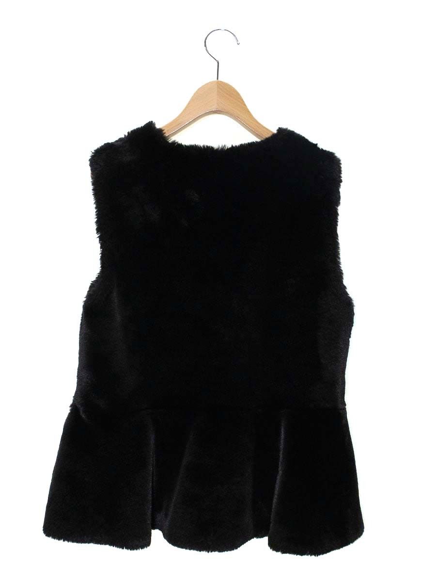 エムズグレイシー フェイクファーぺプラムベスト 196501 40 ブラック