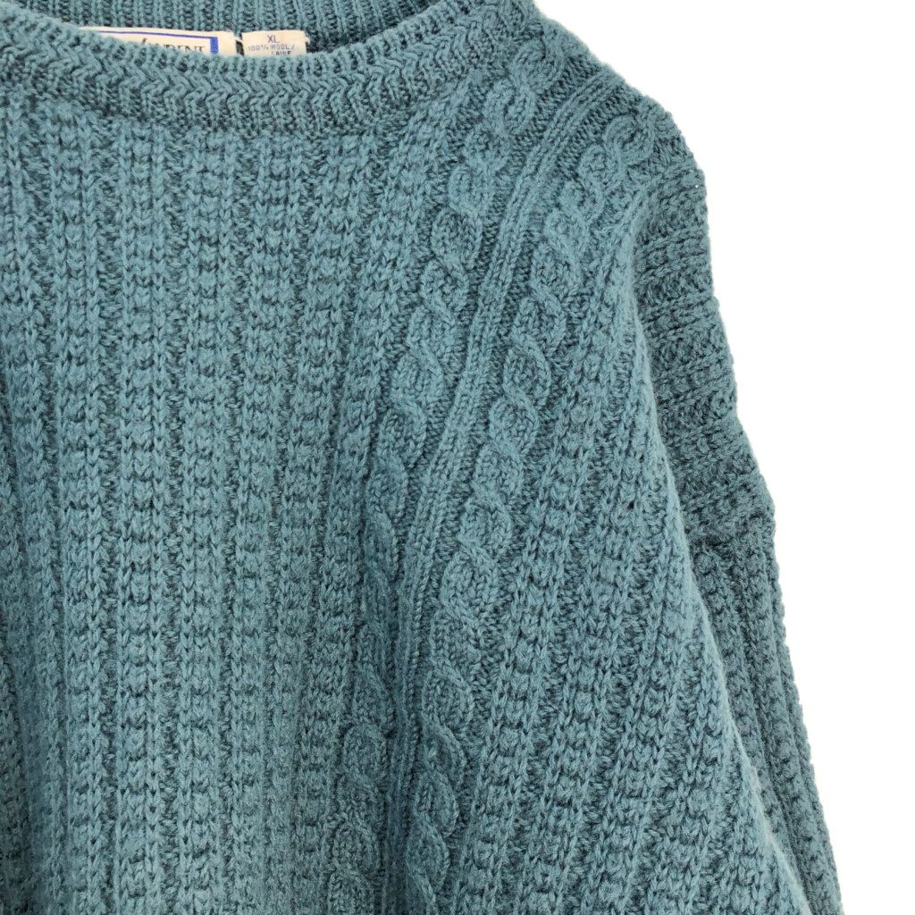 80年代 YVES SAINT LAURENT イヴ サンローラン ケーブルニット ウールセーター エメラルドグリーン メンズ M 古着 V6012 MERCADOAVALIA_COM_BR