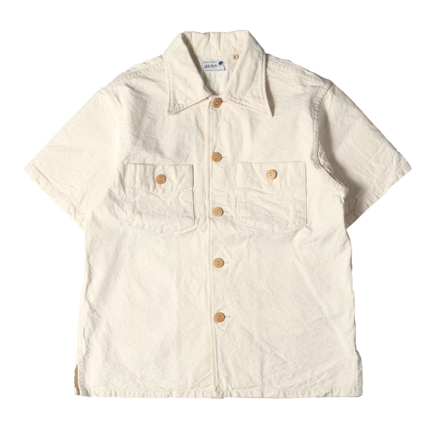 美品 SUN SURF サンサーフ シャツ サイズ:S 19SS パイナップルツイード ワーク 半袖シャツ ALOHA BY KING SMITH実名復刻 ナチュラル 東洋 トップス カジュアルシャツ【メンズ】