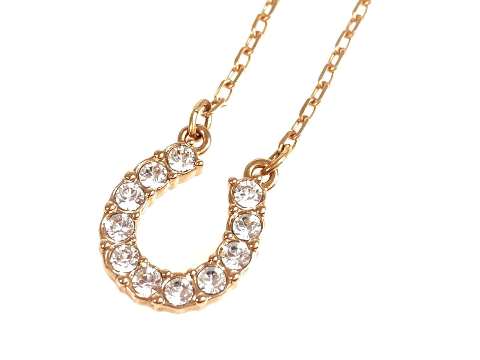 スワロフスキー SWAROVSKI クリスタル 馬蹄|ホースシュー ネックレス ピンクゴールド