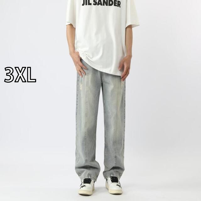 [3XL]秋冬 コーデ メンズ  服 シンプル ファッション オシャレ 大人 かっこいい 大きいサイズ ストリート 紳士服  アメリカン ストリート ウォッシュド オールド レトロ リップド カジュアル 