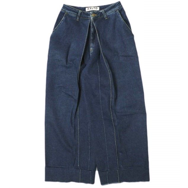 AALTO アールト Classical Front Pleat Denim フロントプリーツ ワイドデニムパンツ W19D1DE03-811 38 90 s blue wash カットオフ ボトムス g16159