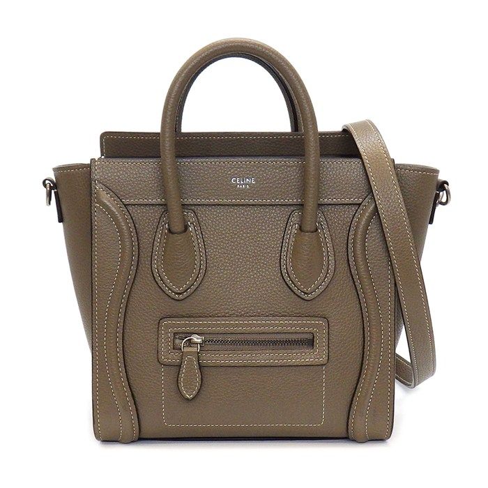 セリーヌ CELINE ハンドバッグ ショルダーバッグ ラゲージ ナノ 189243DRU.09SO スリ ドラムドカーフスキン 【中古】