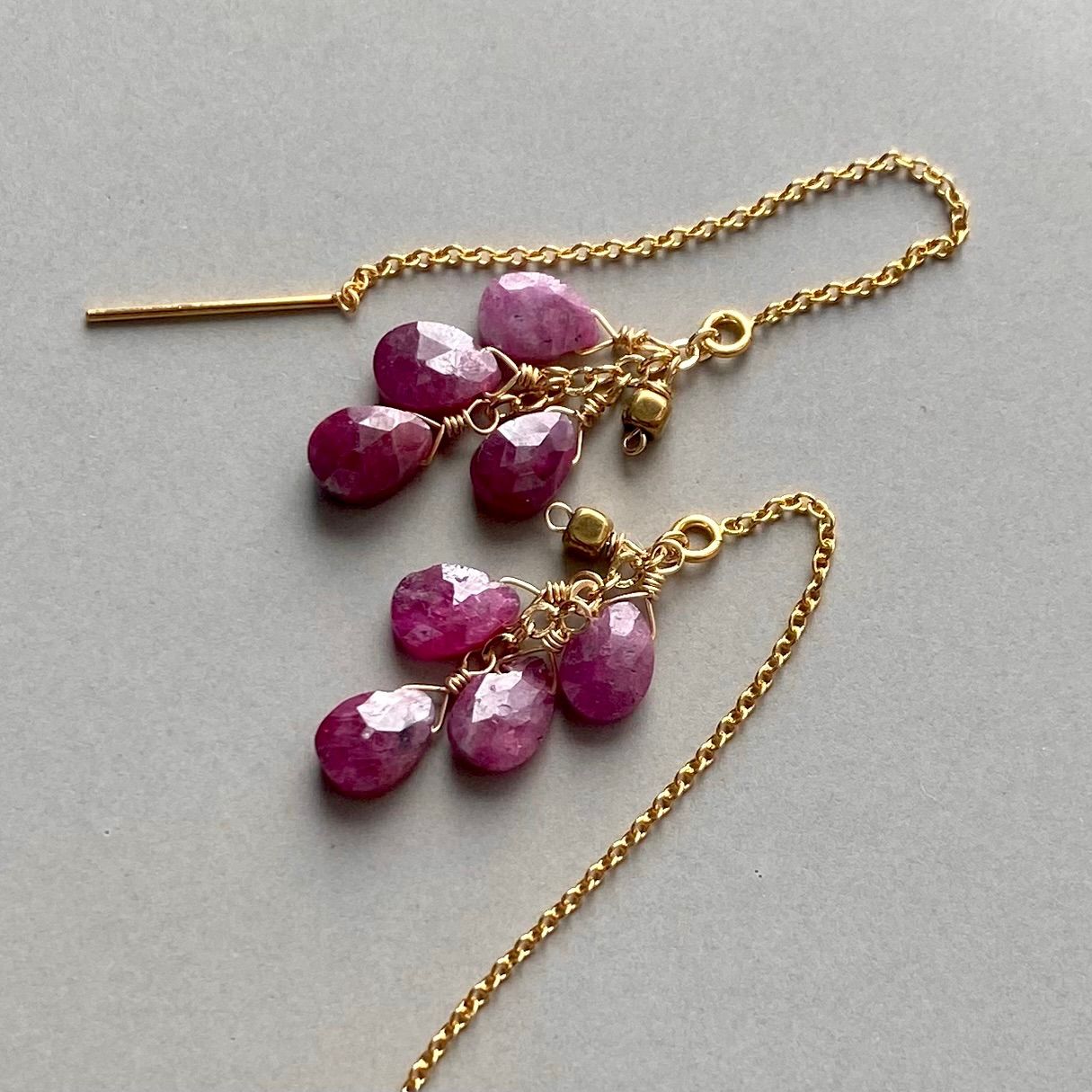 ナチュラルルビー 花房 アメリカンピアス 14kgf