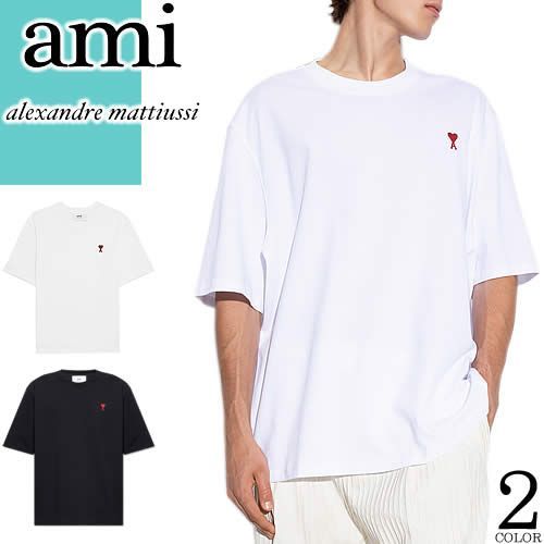 アミ パリス ami paris Tシャツ メンズ 半袖 2024年春夏新作 ハートロゴ 刺繍 クルーネック 丸首 コットン 綿 ブランド 大きいサイズ オシャレ 白 ホワイト AMI DE COEUR T-SHIRT BFUTS005.726