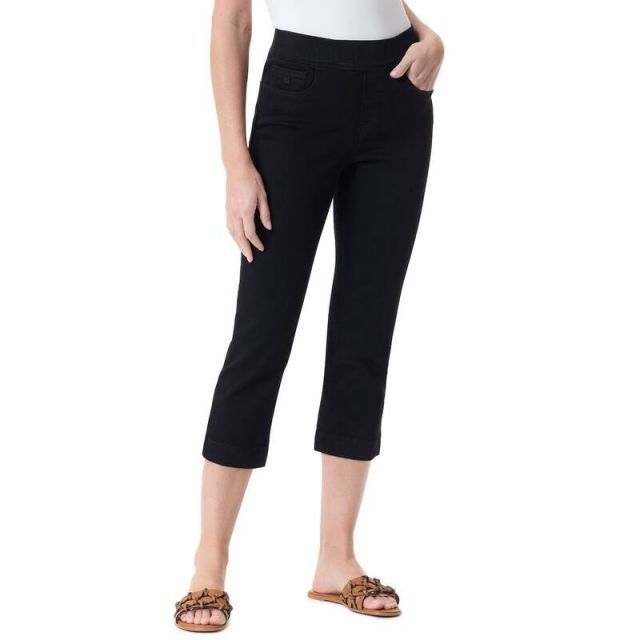 【送料無料】 グロリアバンデービルト レディース カジュアルパンツ ボトムス Women's Gloria Vanderbilt Amanda Pull-On Capri Pants Black Rinse