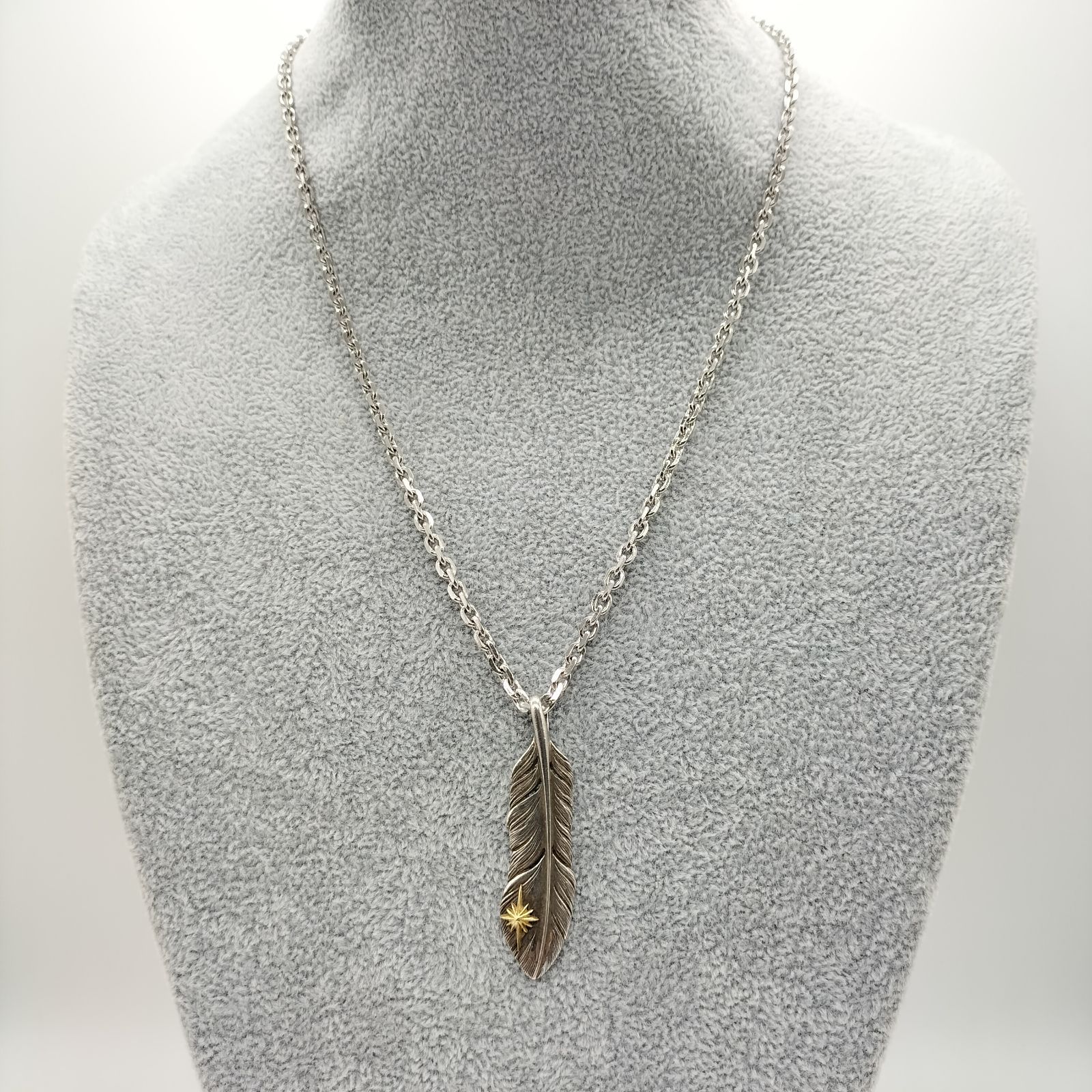美品】SAAD サード フェザーネックレス 左向き シルバー925xK18