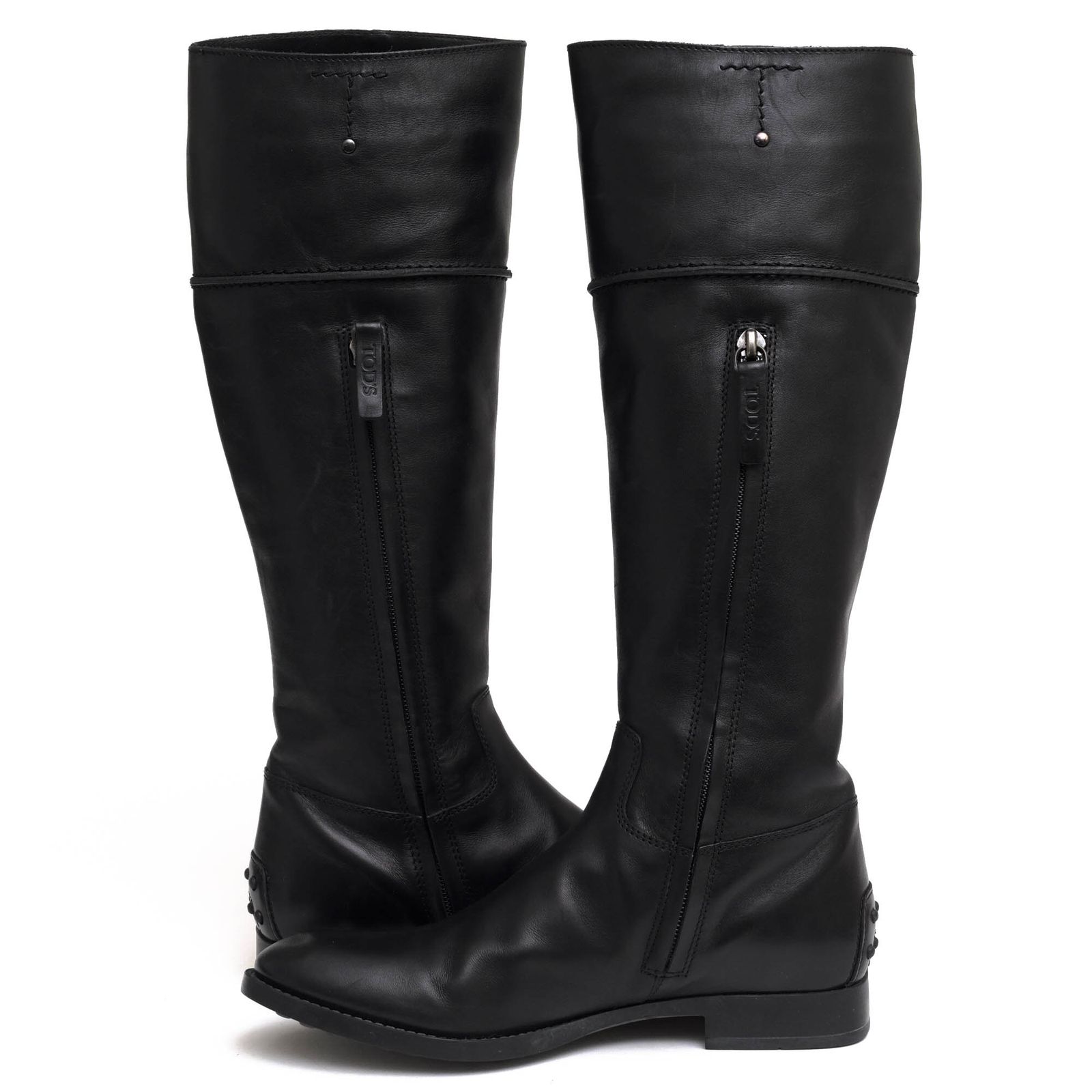 TOD'S 本革　ロングブーツ　36.5 ブラック　ベルト TOD'S 本革 ロングブーツ 36.5 ブラック ベルト