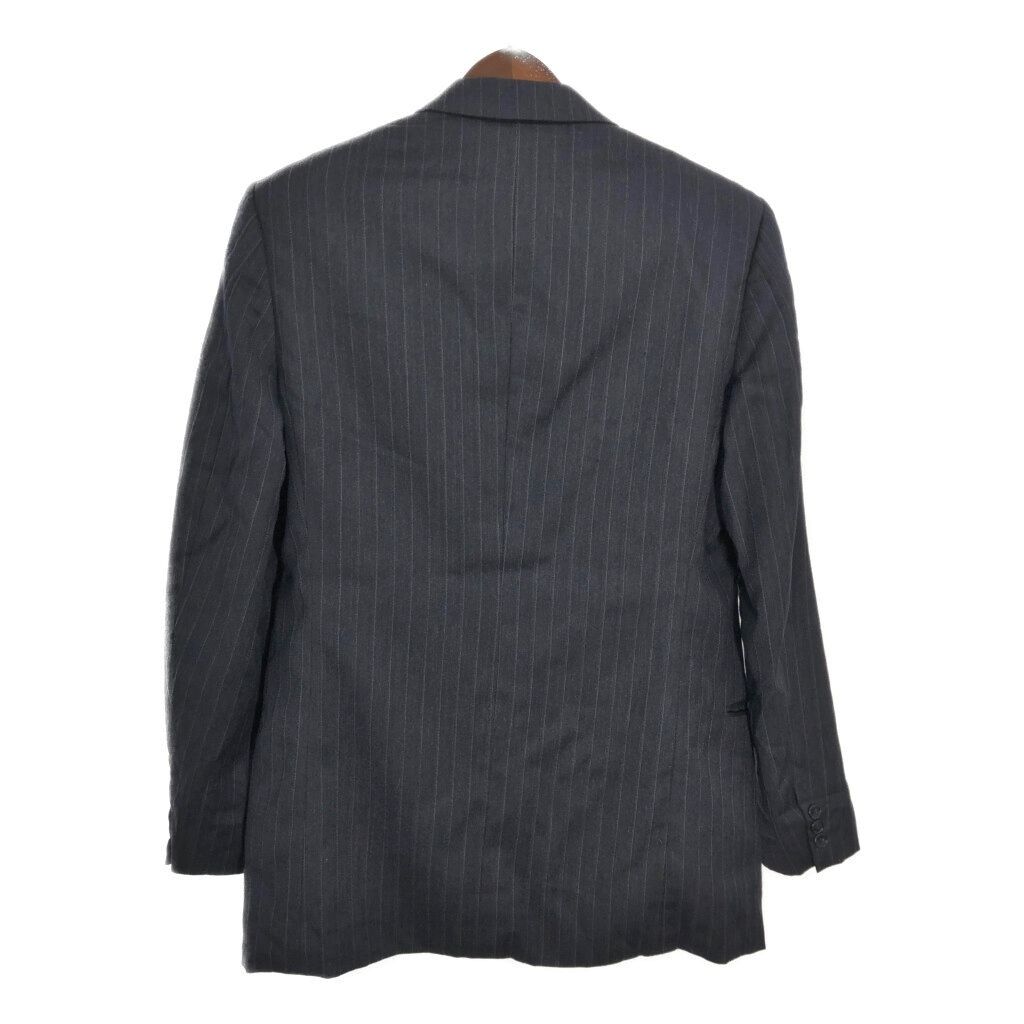 古着　テーラードジャケット　ストライプ　ネイビー　L 切りっぱなし　金ボタン イタリア製 MANI GIORGIO ARMANI ジョルジオ アルマーニ テーラード