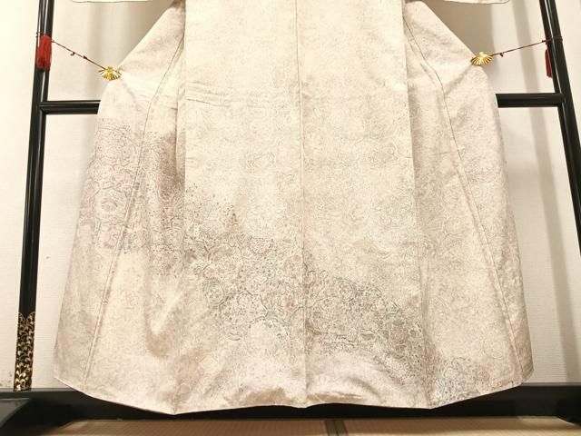 平和屋着物●訪問着　紬地　手描き　更紗文様　正絹　逸品　未使用　AABA8939ph 平和屋着物○訪問着 紬地 手描き 更紗文様 正絹 逸品 未使用 AABA8939ph