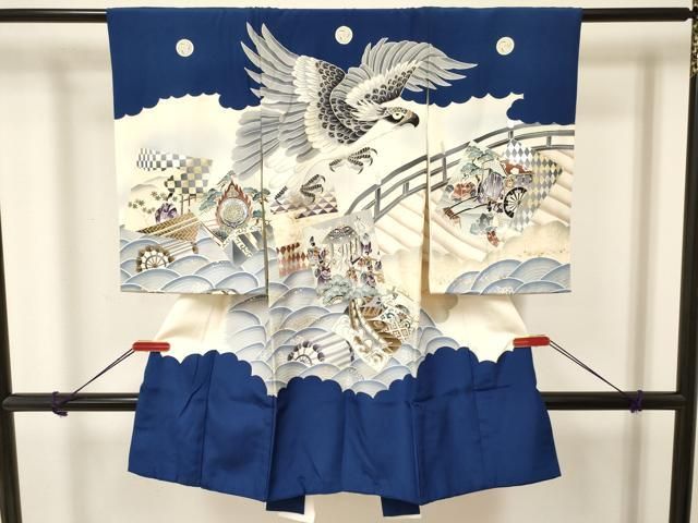 黄色の鷹と松刺繍着物 初宮参り 高品質 あつらえ品(オーダーメイド) 黄色の鷹と松刺繍着物 初宮参り 高品質 あつらえ品(オーダーメイド)