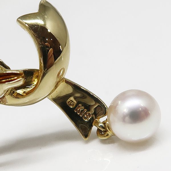 MIKIMOTO ミキモト 真珠 K18 パール リボン ブローチ ミキモトパール 