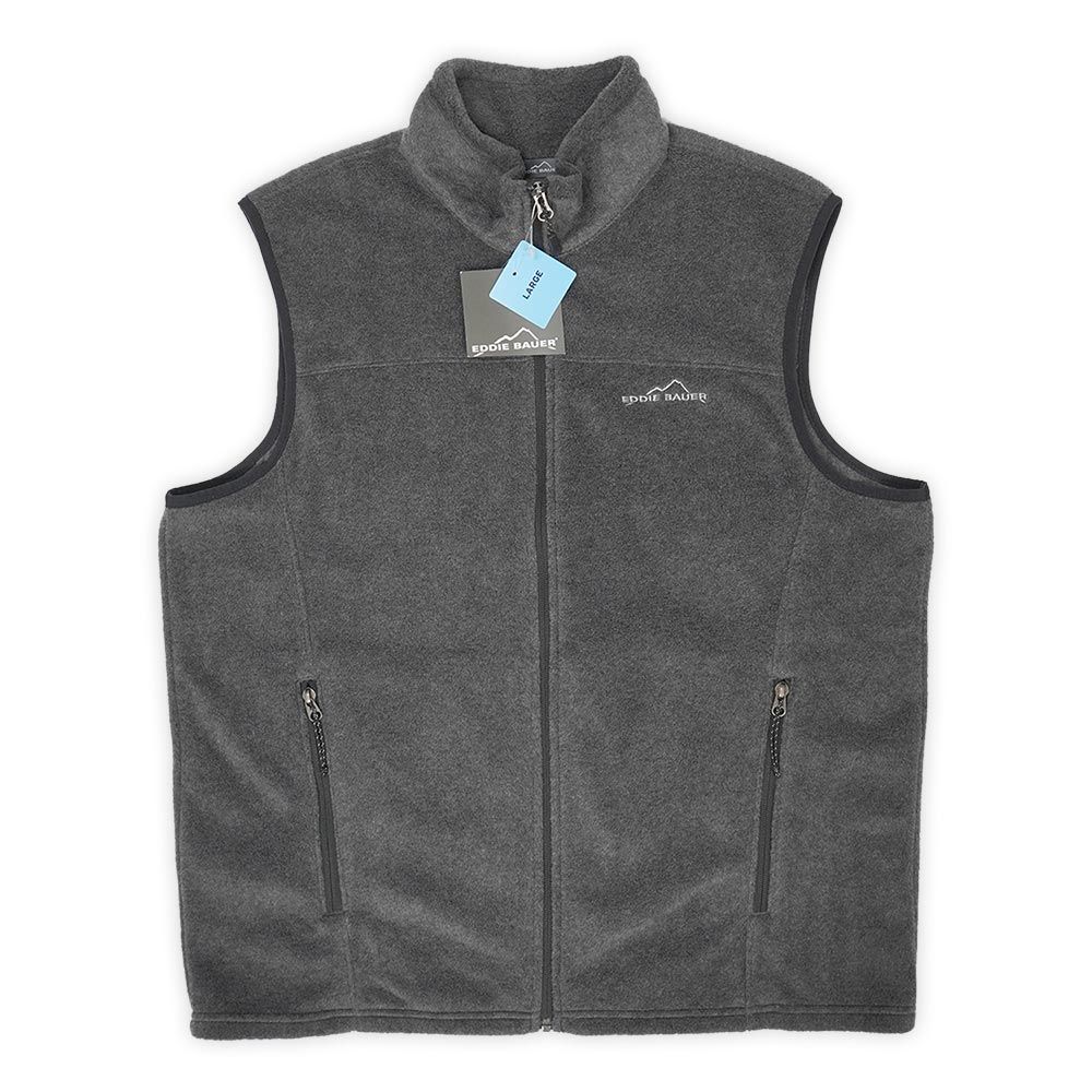 エディーバウアー Eddie Bauer 未使用 デッドストック 00s 2000年代 Y2K フリースベスト 旧タグ ロゴ刺? ワンポイント アウトドア USA ヴィンテージ アメリカ 古着 メンズ ベスト ジレ グレー L【中古