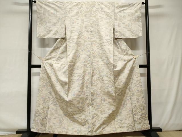 平和屋着物□上質な紬 草花文 正絹 逸品 BAAS4094ea