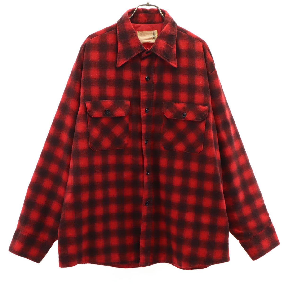 Sears シアーズ 70s ヴィンテージ チェック柄 長袖 ネルシャツ レッド 裏キルティング メンズ Sears シアーズ 70s ヴィンテージ チェック柄 長袖 ネルシャツ レッド