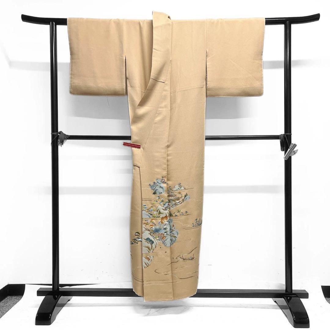 野口彦太郎 大彦 色留袖 刺繍 風景 渡し舟 屋敷 松 八橋 着物 114a d 