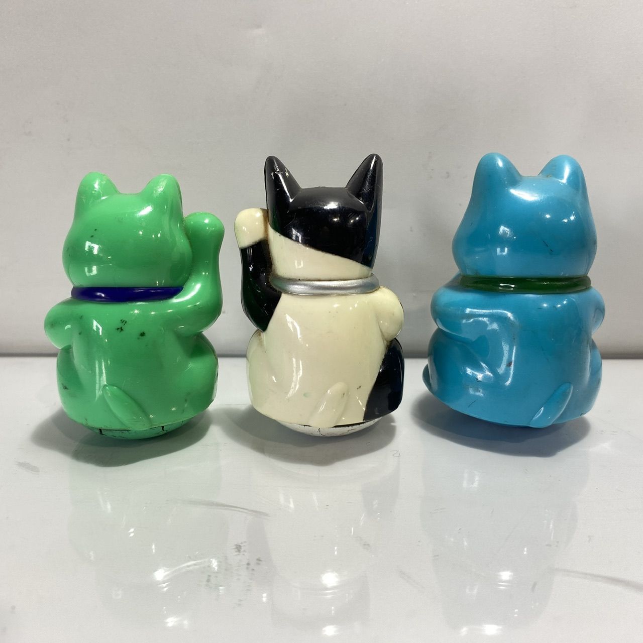 招き猫 縁起物 昭和レトロ 置き物 3点セット (管理番号：OKU9632