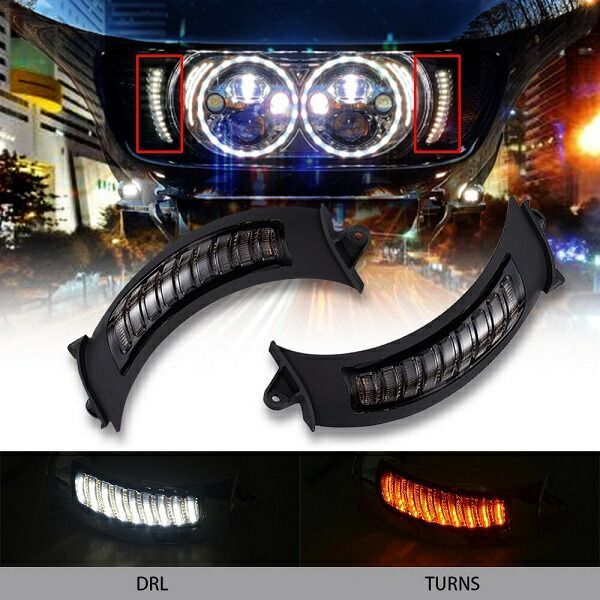 ロードグライド LEDウインカー ポジションライト 2015-2025 ハーレー ベントインサート ドライビングライト スモーク FLTRU FLTRX FLTRXS FLTRK