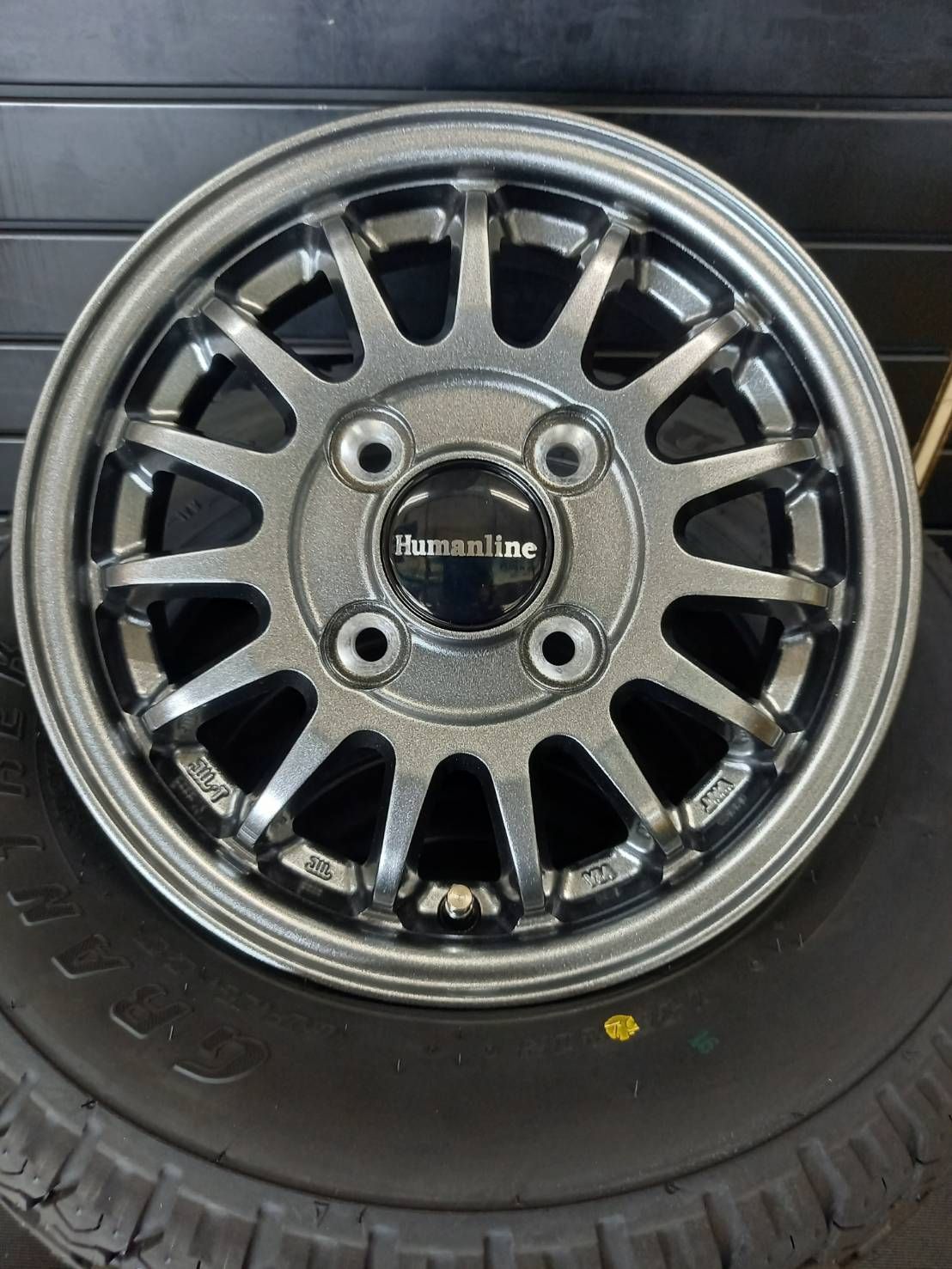 製 ダンロップ GRANTREK TG4 145R12 6PR HF-15 ● ハイゼット●アトレー●ピクシス●キャリー●エブリイ バン ラジアルタイヤ アルミホイール 4本SET 145 80R12 80 78相当