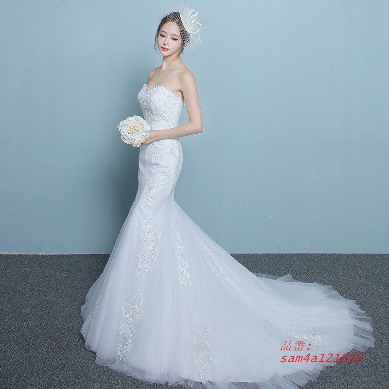 マーメイドドレス ウエディングドレス 安い 花嫁 白 結婚式 パーティードレス イブニングドレス お呼ばれドレス 二次会 ロングドレス 披露宴 am4a121810