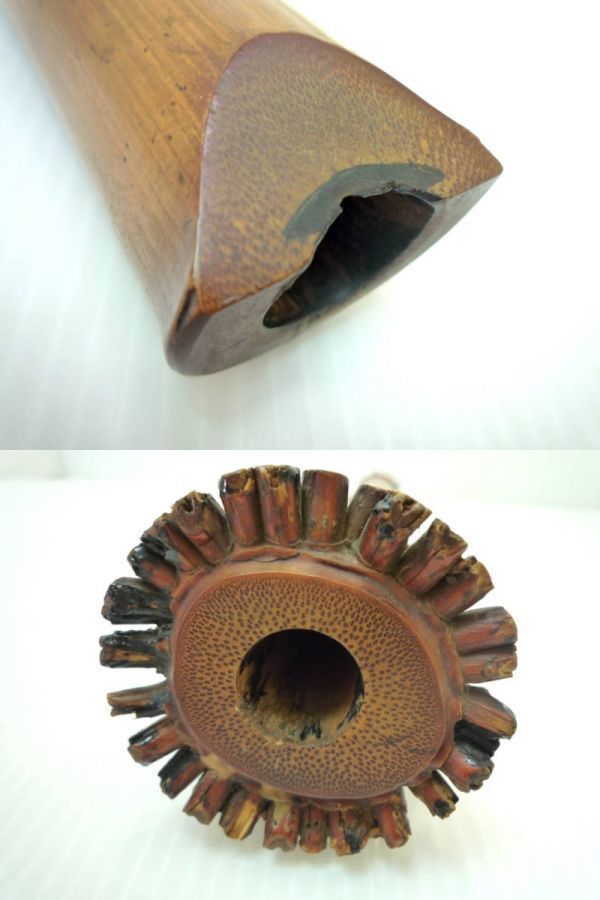 雪州銘 銘有 都山流尺八 銀線 中継ぎ 銀太巻 在銘 約54.5cm 煤竹 刻印