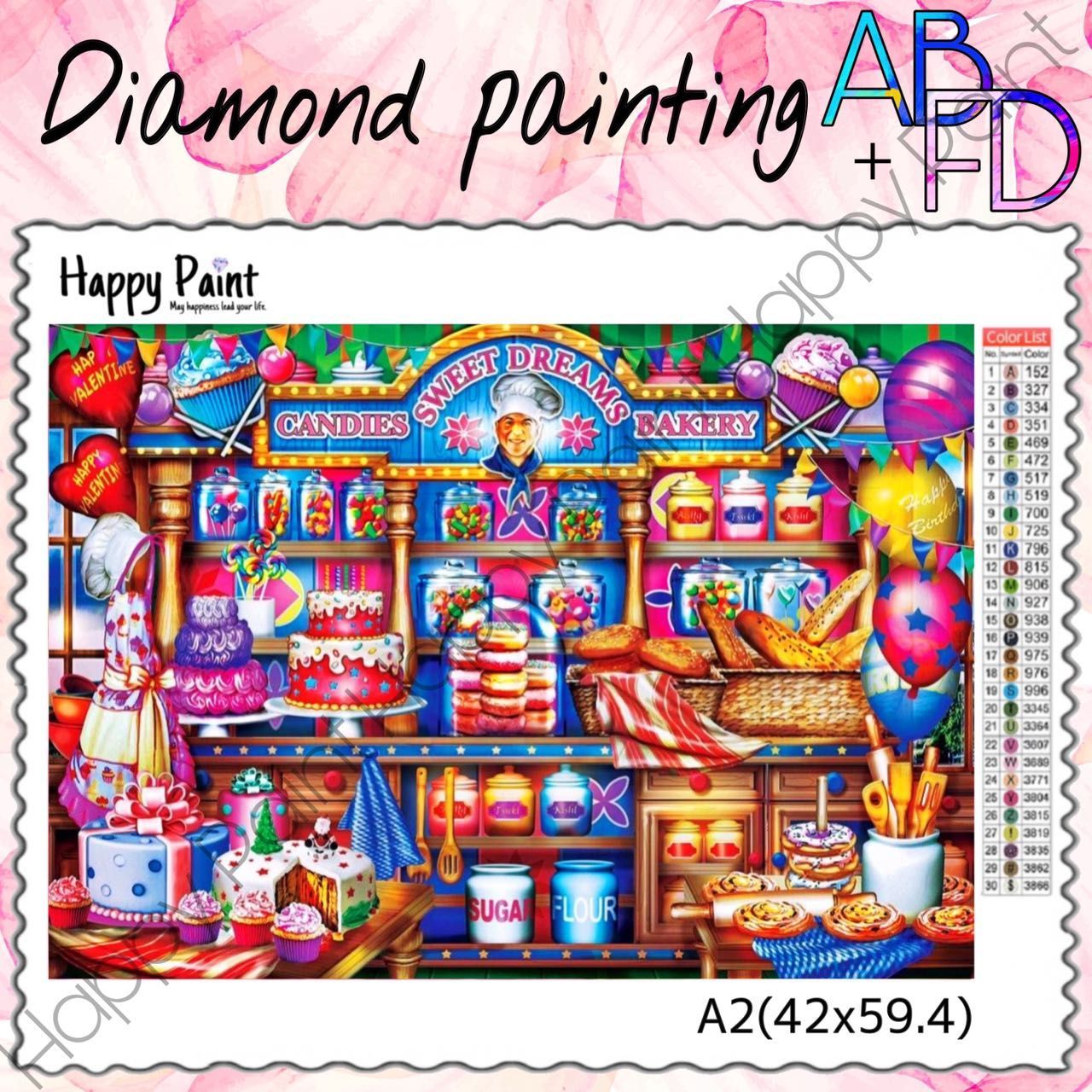 ABビーズ＋FDビーズ入り】ダイヤモンドアート A2 スイーツ キャンディ