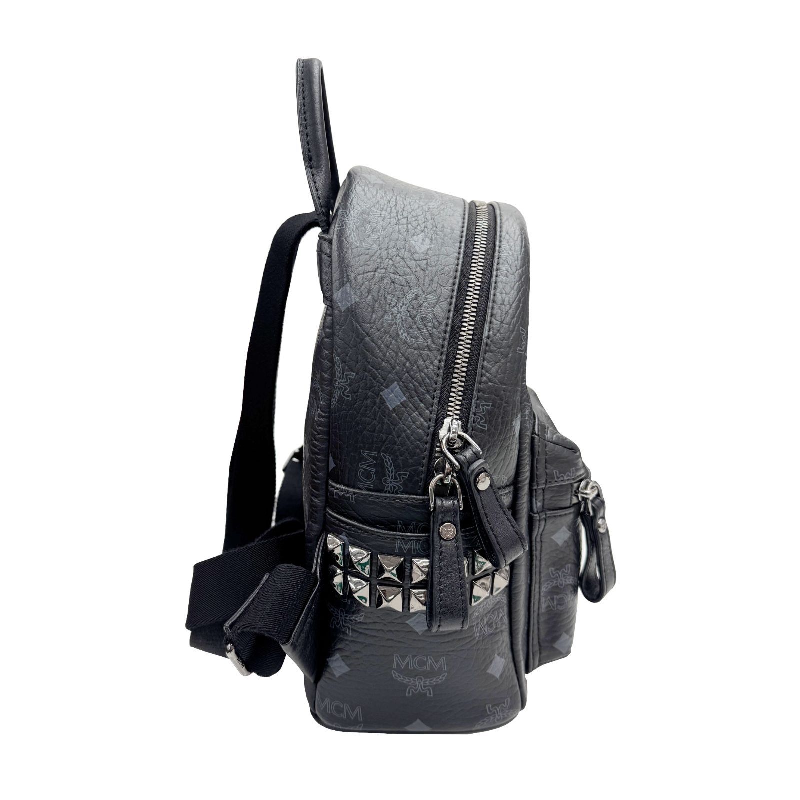 中古】MCM エムシーエム バックパック サイドスタッズ レザー リュック 
