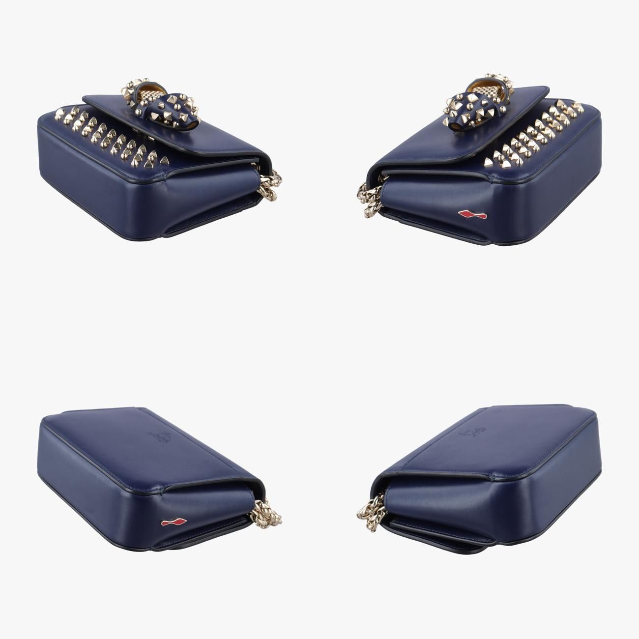 Louboutinナイトチューダースパイクススモールスイートチャリティネイビーレザー