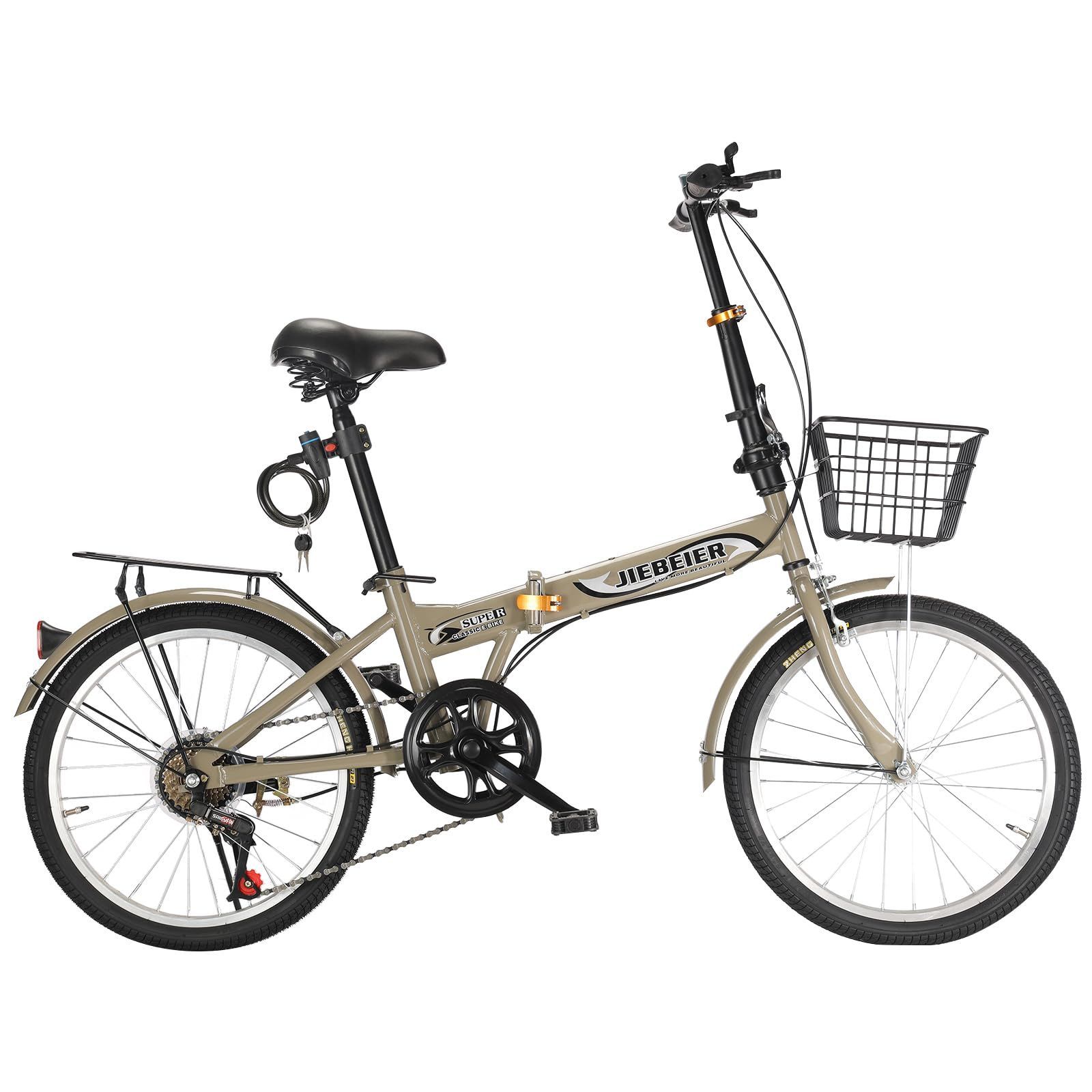 JIEBEIER 自転車 折りたたみ自転車 20インチ 7段変速 リアキャリア付き 前後泥除け装備 軽量 小径車 防滑タイヤ 高炭素鋼フレーム 男性 女性 通勤 通学 街乗り JZXC-02