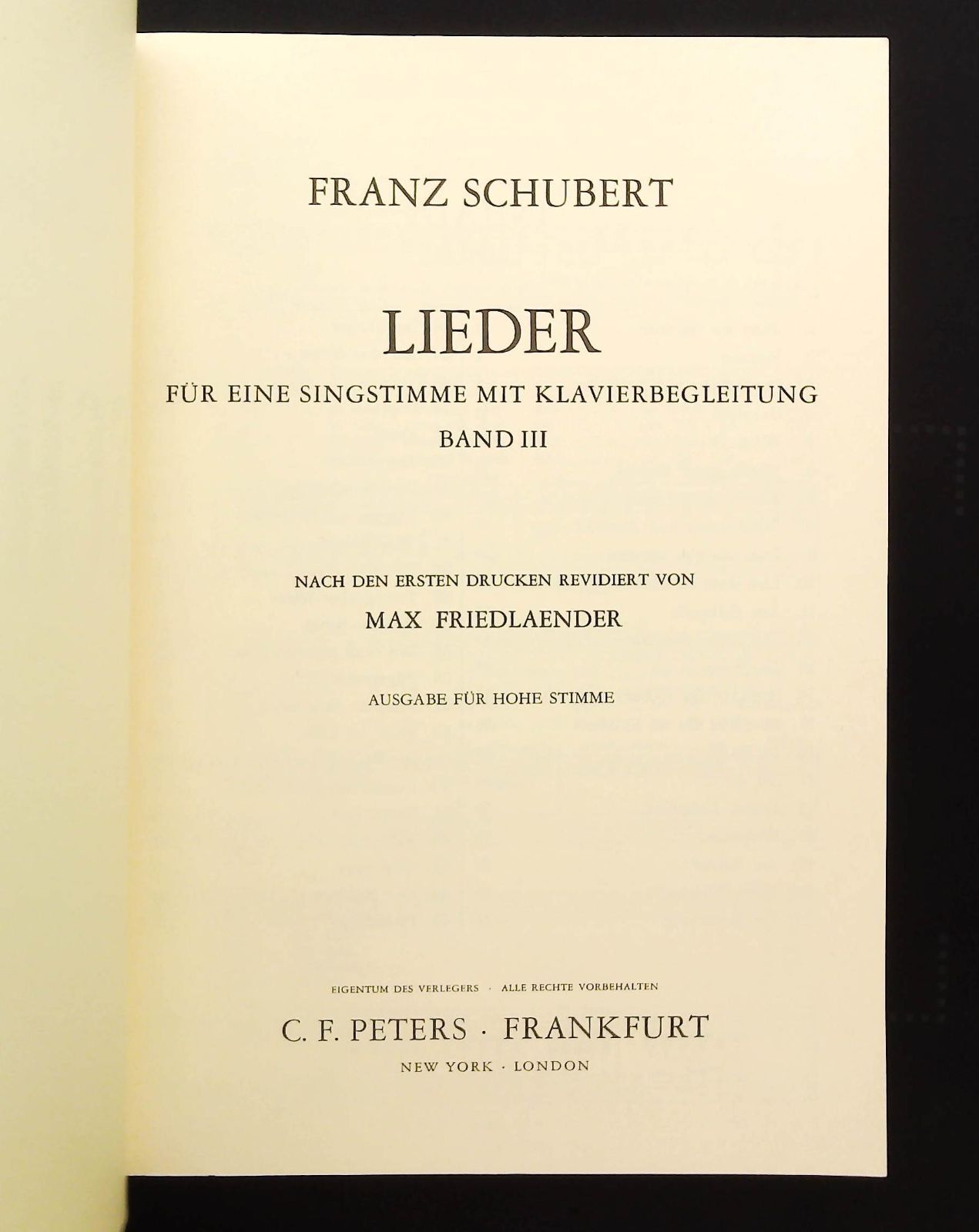Schubert Lieder III ☆高声用 △Edition Peters シューベルト